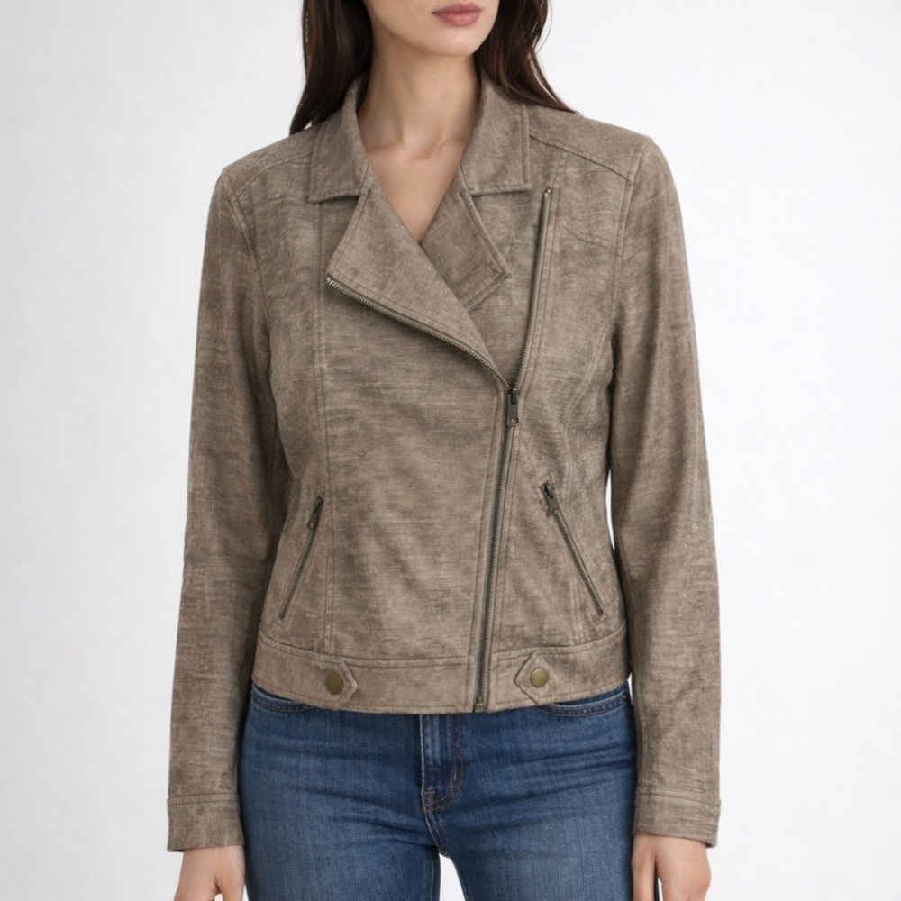 Leo & Sage Moto Style Casual Zip Jacket